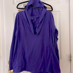 Plus Xersion relaxed fit cowl neck hoodie loungewear purple top XL